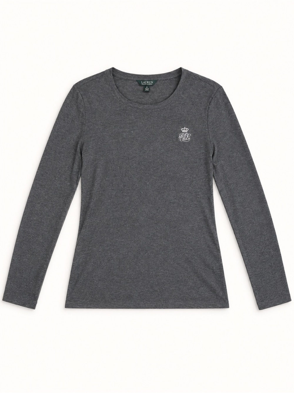 Ralph Lauren Women's Long-Sleeve Crewneck Tee - Charcoal Gray